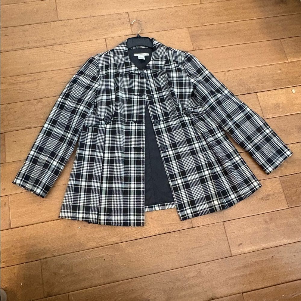 Requirements Black and White Plaid Blazer